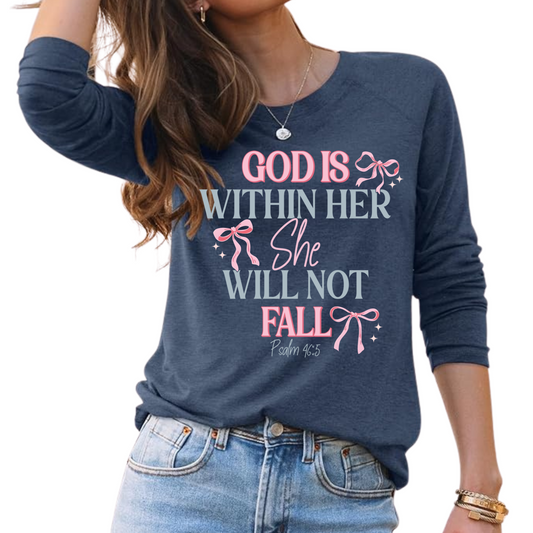 God is Within Her She Will Not Fall Psalm 46:5 Long Sleeve Shirt