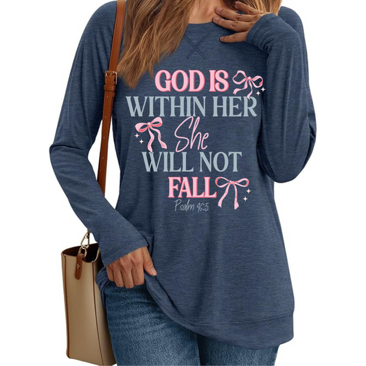 God is Within Her She Will Not Fall Psalm 46:5 Long Sleeve Shirt