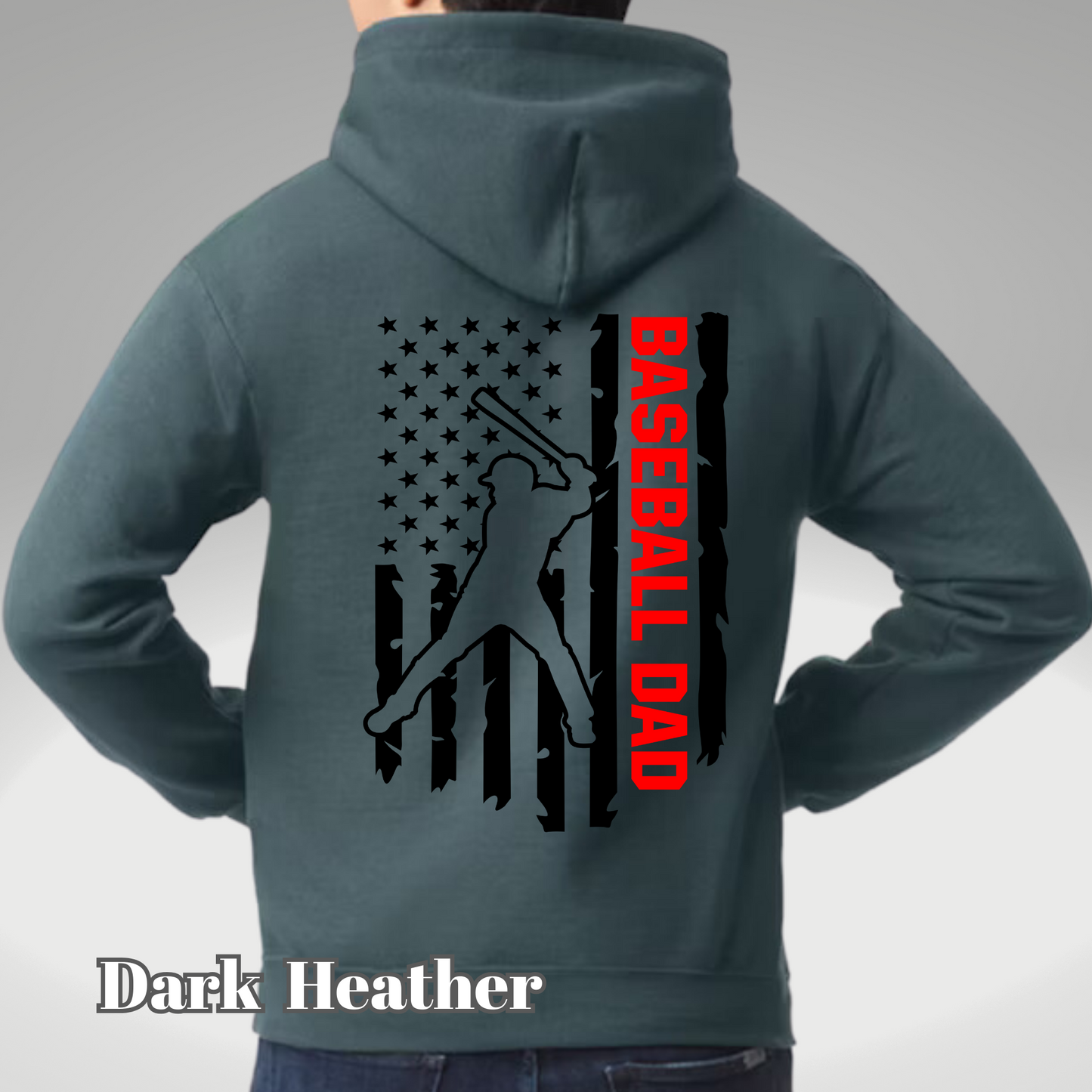 Baseball Dad Distressed Flag Hoodie