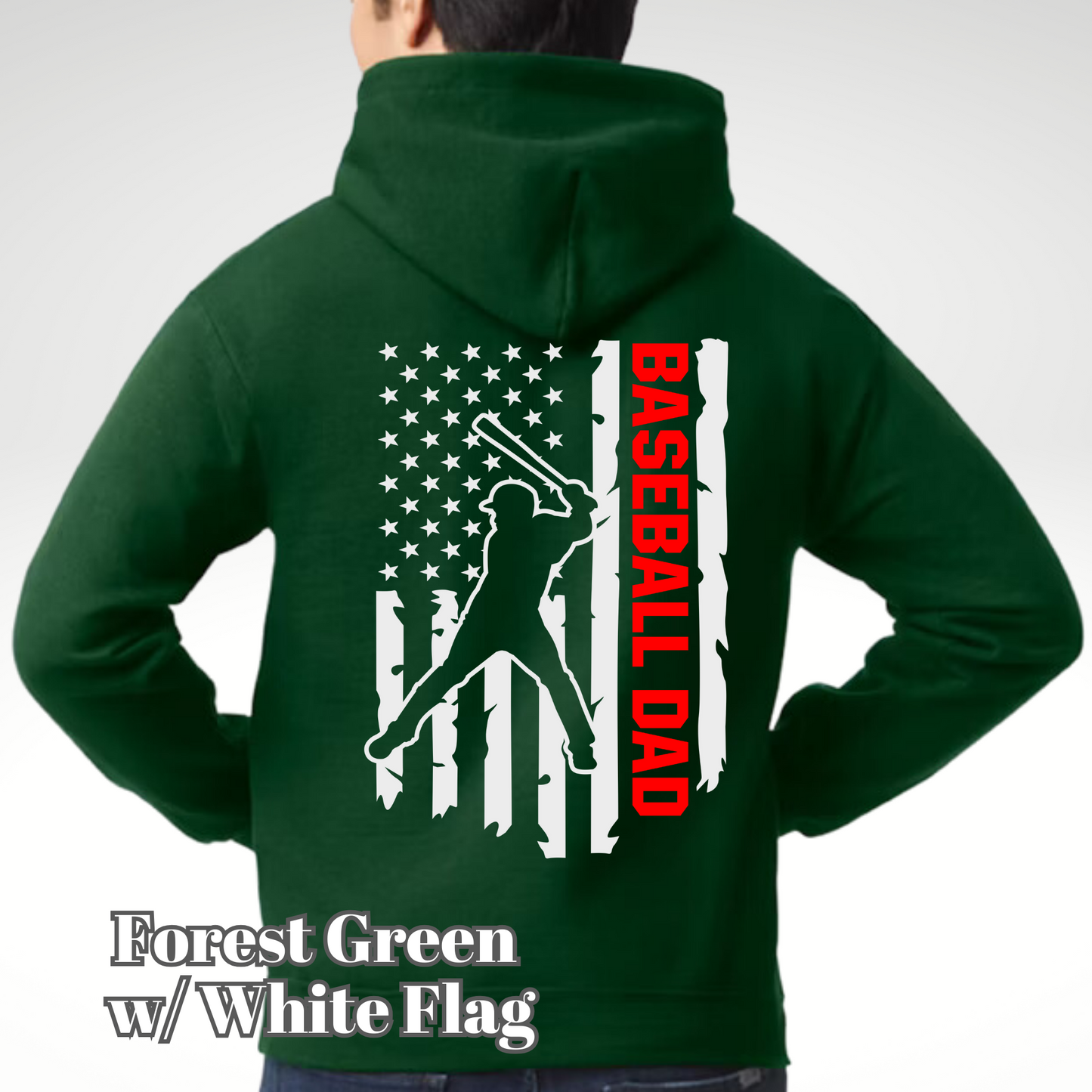 Baseball Dad Distressed Flag Hoodie