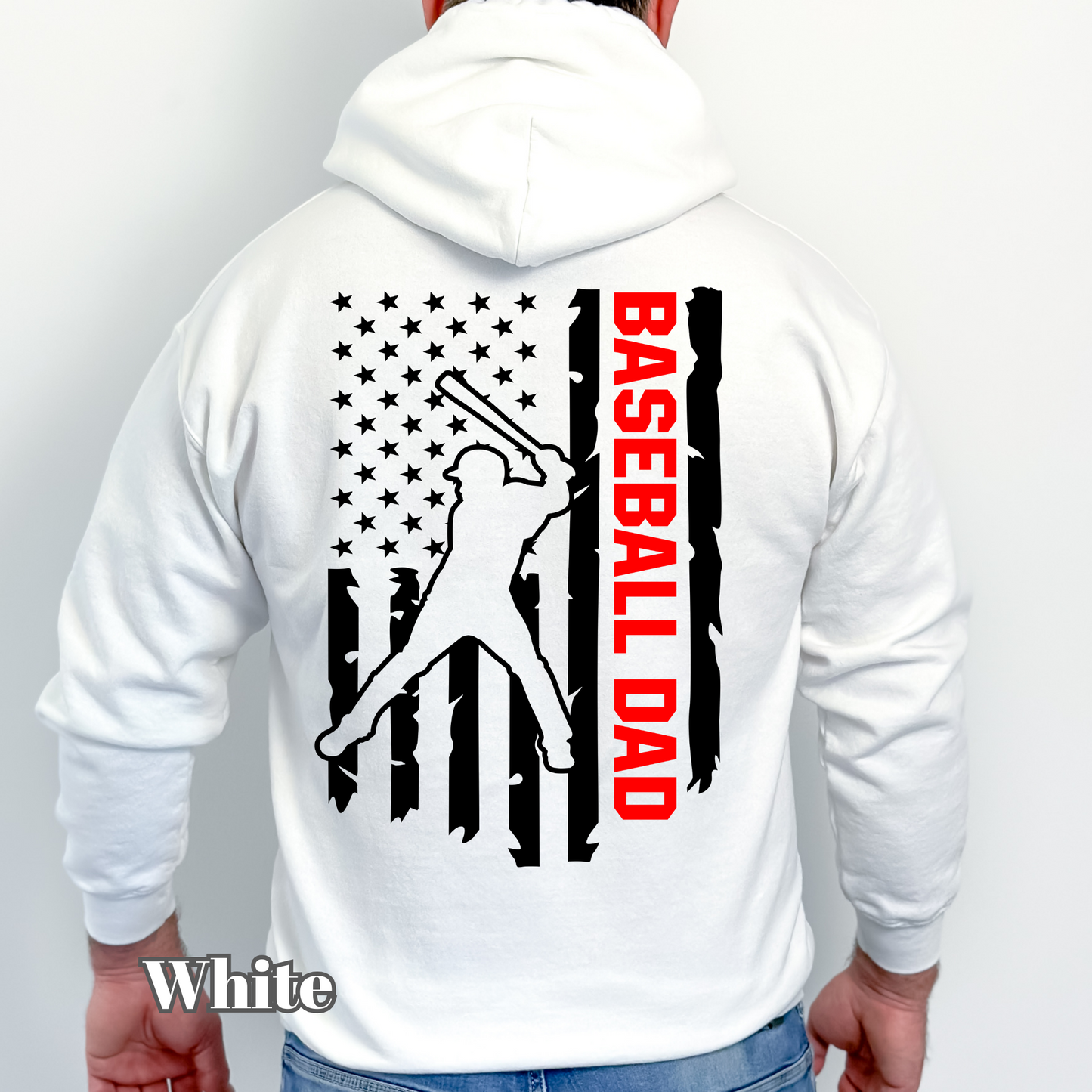 Baseball Dad Distressed Flag Hoodie